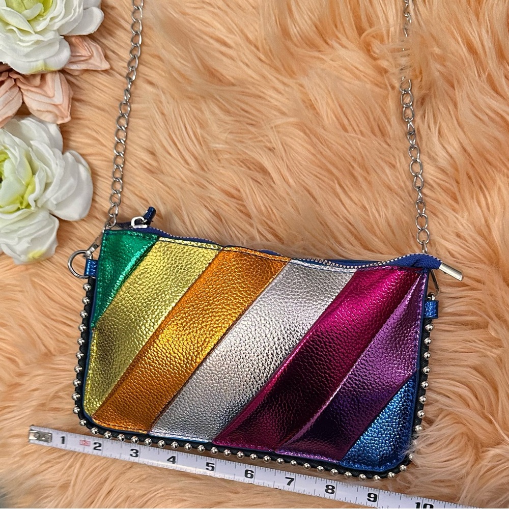 Multicolor Metallic Stud Women's Crossbody Handbag With Chain Strap NEW! - Picture 5 of 11